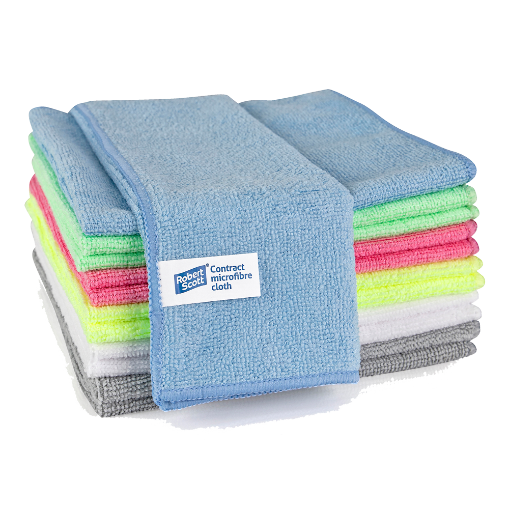 Robert Scott - Contract Microfibre Cleaning Cloths 40cm x 40cm (10 Pack)